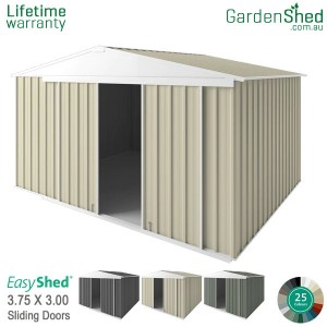 EasyShed3.75x3.00 Garden Shed - Sliding Doors - Smooth Cream
